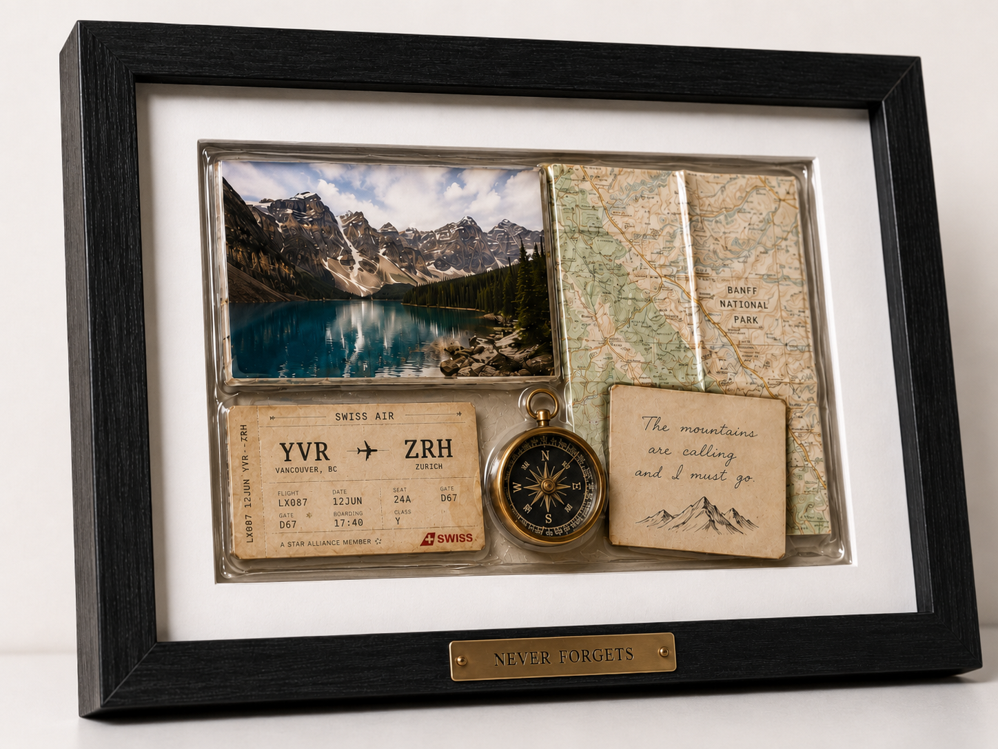 Travel keepsakes — map, ticket, compass